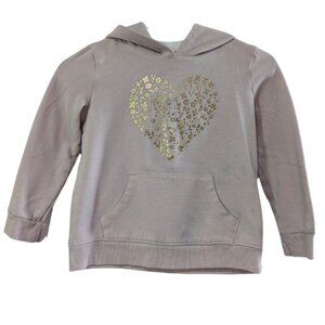 Cat & Jack Girl's Hoodie Sweatshirt, Light Pink, Gold Floral Heart, Small 6/6X